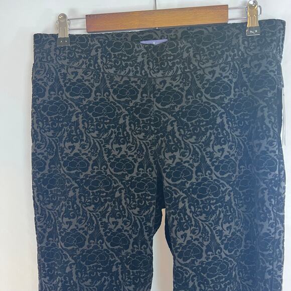 NWT Not Your Daughters Jeans 10 NYDJ Tummy Tuck Black Primrose Flocking legging - Picture 8 of 10
